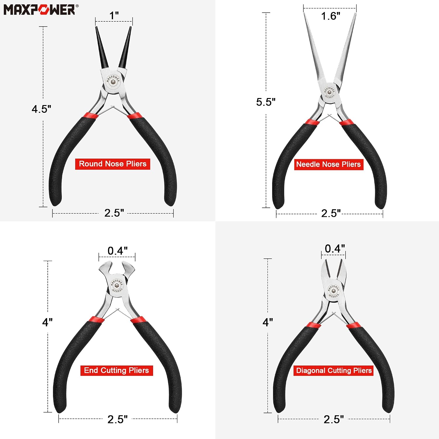 MAXPOWER 8-Pc Mini Pliers Set – Jewelry Making, Wire Wrapping, Crafts & DIY