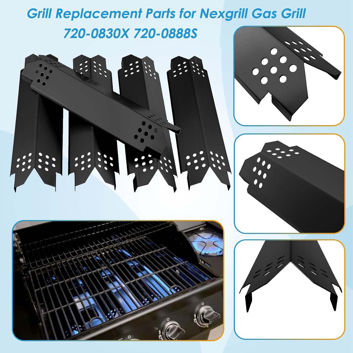 Replacement Parts Kit for Nexgrill 5 Burner 720-0888S, Grill Parts Kit for Nexgrill 720-0830X Replacement Parts, Grill Grate Kit for Nexgrill Replacement Parts 5 Burner 720-0888S