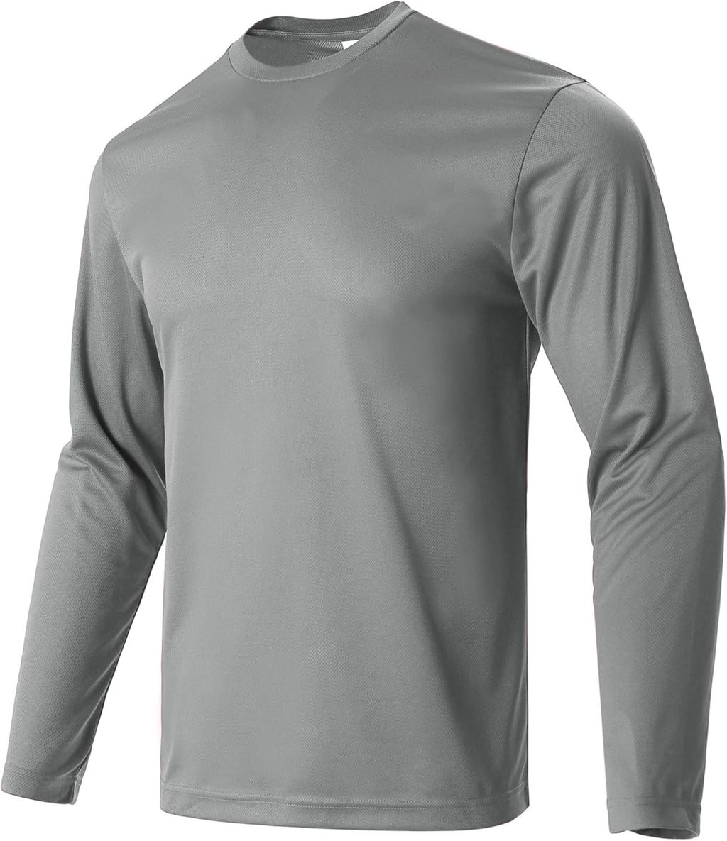 Facitisu Men Long Sleeve T Shirts Pack Quick Dry Athletic Running Activewear Workout Performance Tee Shirts