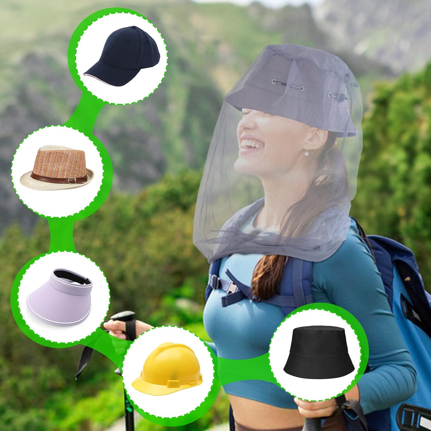 South to East Mosquito Head Net for Insect 2 Pack, Fly & Bug Protection