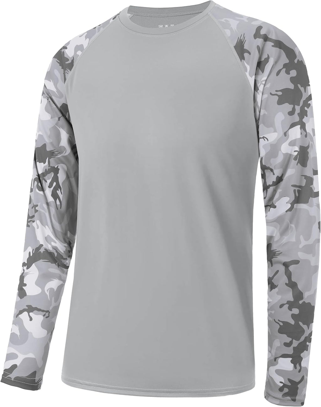 FISHEAL Men's Long Sleeve Fishing Shirts, UPF 50+ Camo Sun Protection Rash Guard, UV Shirt for Swimming Hunting Outdoor