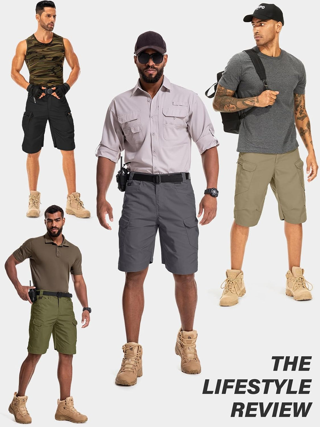 Mens Work Shorts Cargo Tactical Outdoor Wear Resistant Hiking Tool Shorts