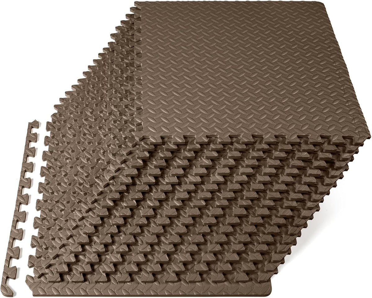 ProsourceFit Exercise Puzzle Mat ½-inch, EVA Interlocking Foam Floor Tiles for Home Gym, Workout Equipment, Kids Play Areas, Grey, 48 SQ FT - 12 Tiles