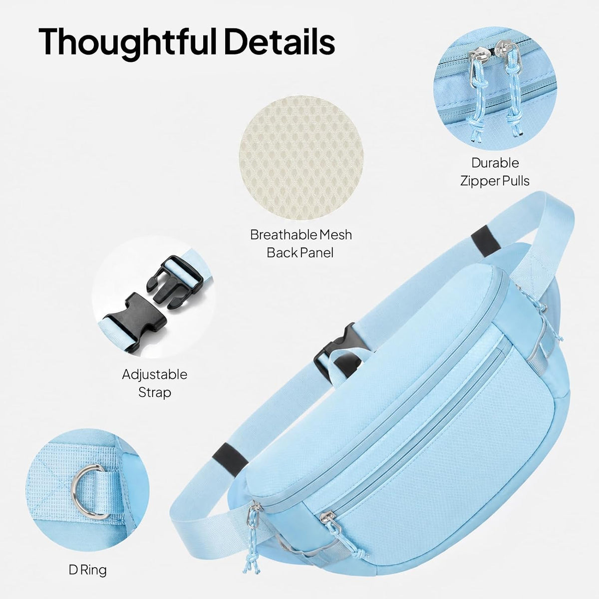 TOPEAST Fanny Pack 5L Large Capacity Waist Pack with Water Bottle Pocket