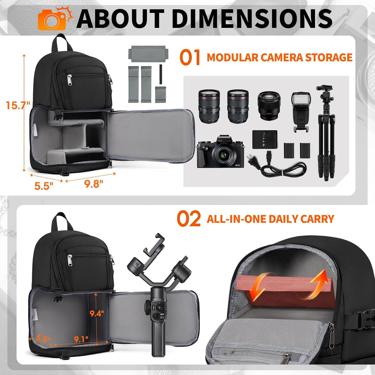 RAINSMORE Camera Sling Bag, Small Dslr/Mirrorless Camera Bag & Case