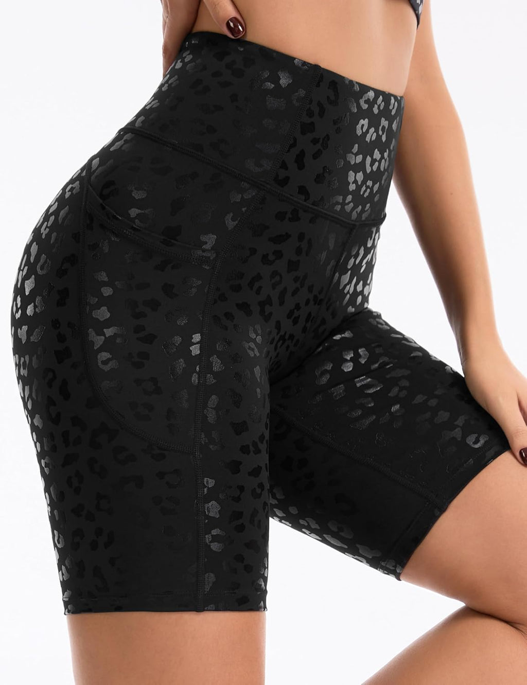 THE GYM PEOPLE High Waist Yoga Shorts for Women's Tummy Control Fitness Athletic Workout Running Shorts with Deep Pockets