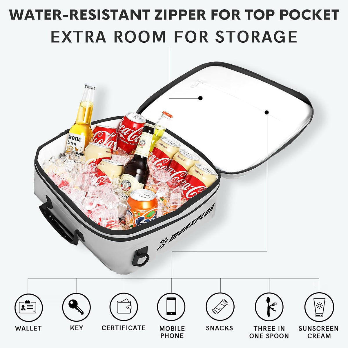 MORXPLOR Waterproof PVC Paddleboard Cooler Deck Bag - 12 Can Soft Insulated Cooler for Paddleboarding, Camping, Kayaking