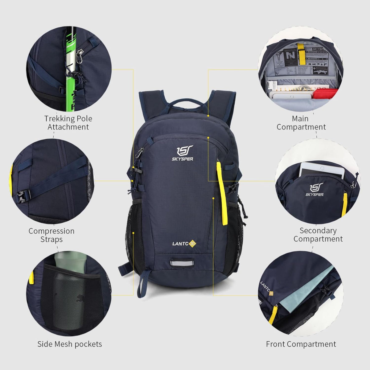 SKYSPER Small Hiking Backpack, 20L/30L Lightweight Travel Backpacks Hiking Daypack for Women Men