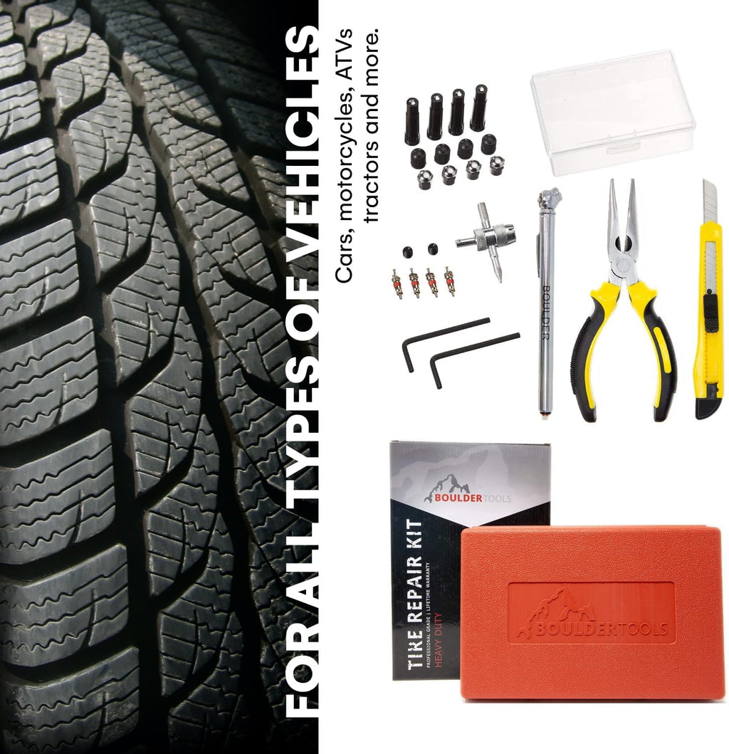 Boulder Tools Tire Plug Kit - Professional Tire Repair Kit