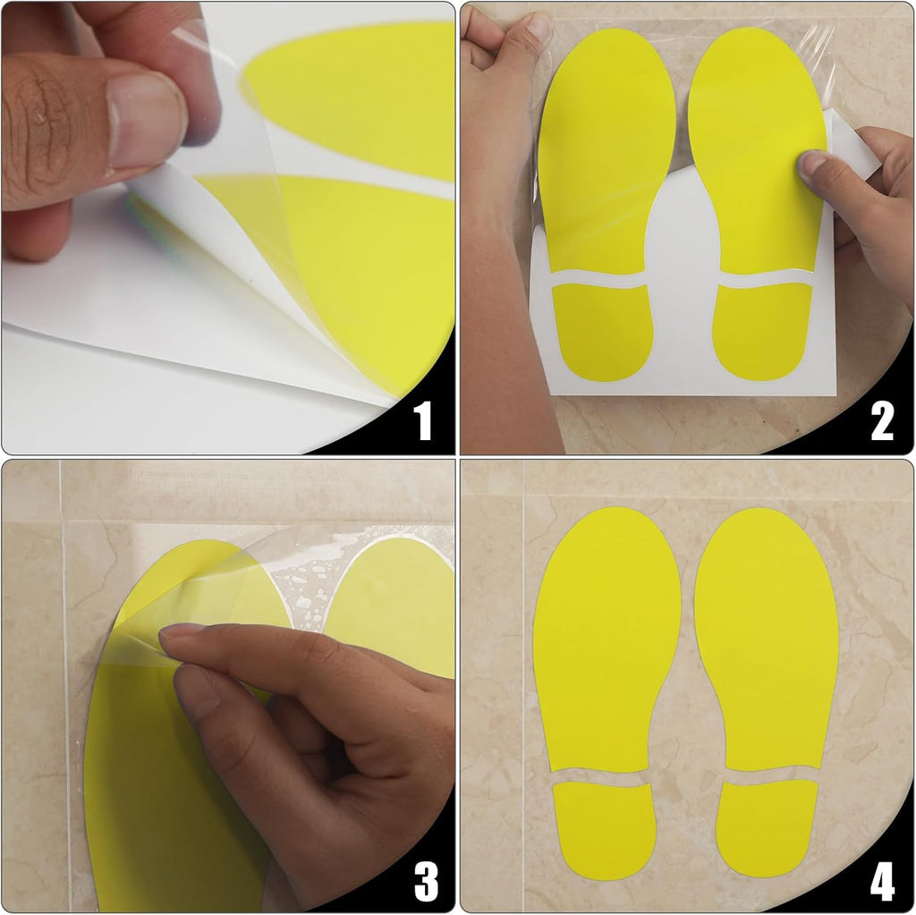 20 Pairs Yellow Footprint Stickers 3×7 in Classroom Floor Line Up