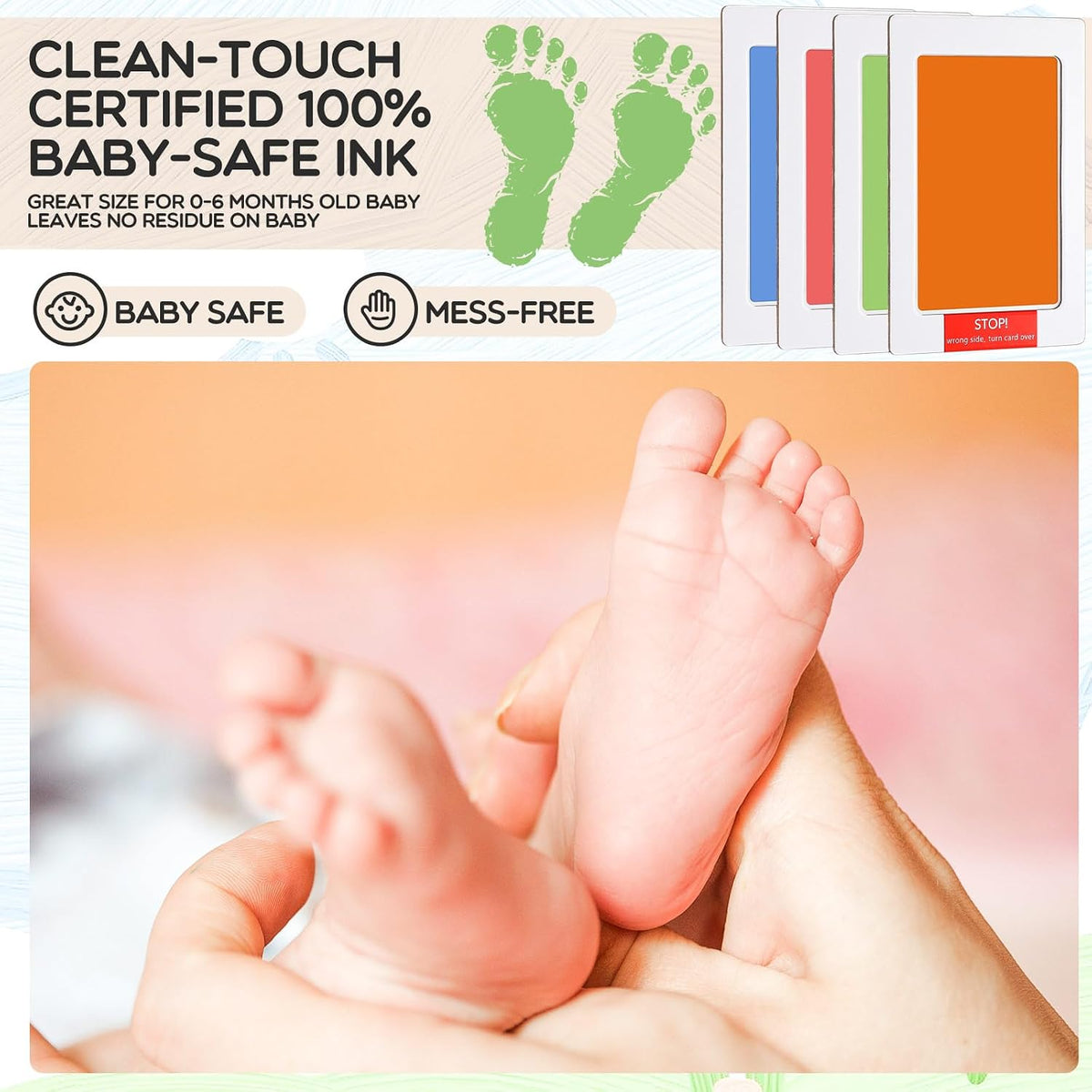 Jetec 8 Set Inkless Hand Footprint Paw Print Kit Ink Pad, 4 Colors