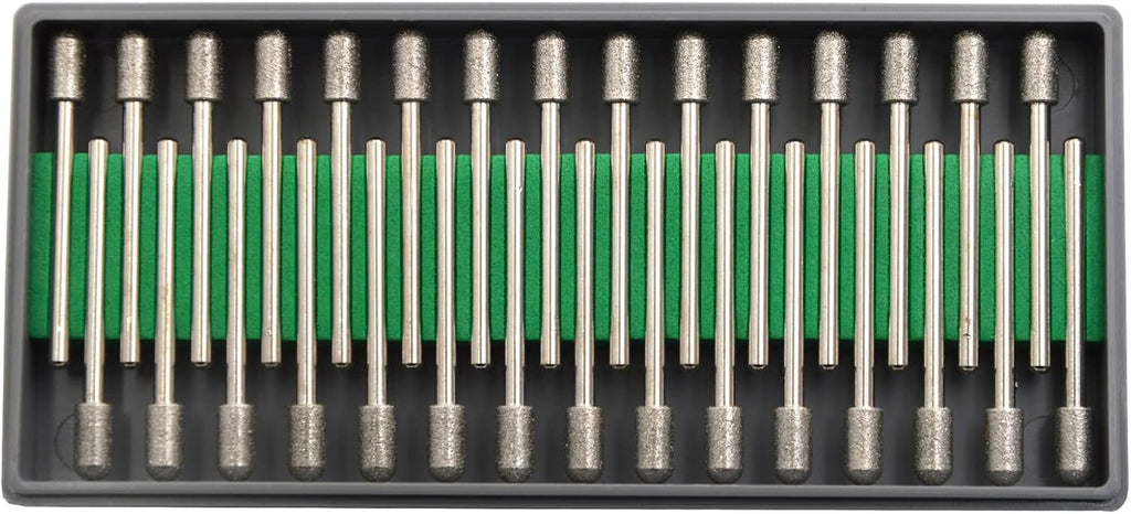 30Pcs 5mm Barrel Head,3mm Shaft,Diamond Stone Abrasive Burs Burr Grit Bits for Rotary Tool Grinding Head Jewelry Lapidary Woodworking (Barrel 5mm)