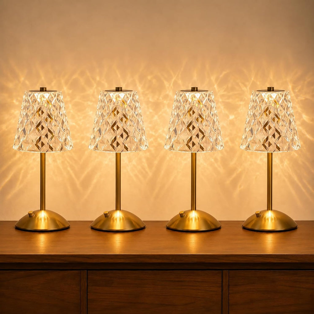 Nusogon Rechargeable Cordless Table Lamp, Touch Control Crystal Desk Lamp