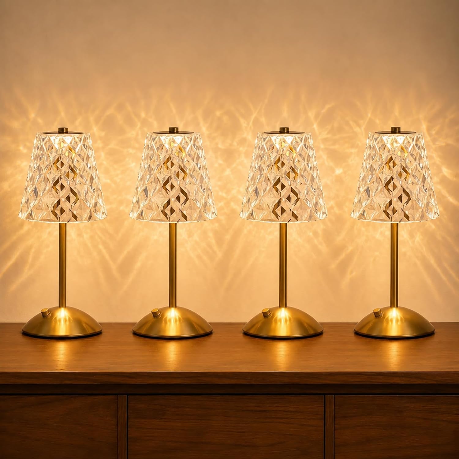 Nusogon Rechargeable Cordless Table Lamp, Touch Control Crystal Desk Lamp