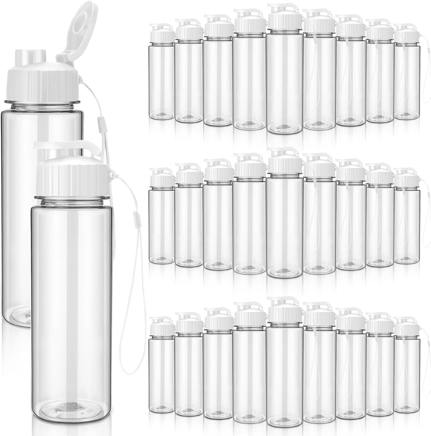 Mifoci 20 Pcs Plastic Water Bottles Bulk 17 oz, Rose Red