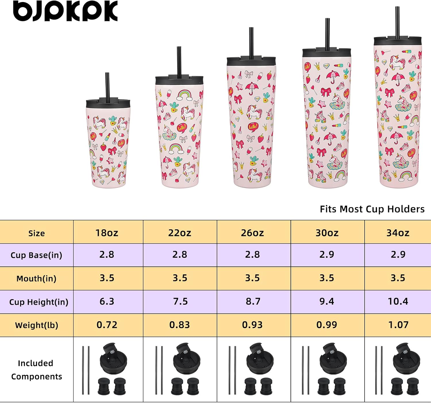 BJPKPK 30 oz Coffee Tumbler with Straw, Insulated Stainless Steel Cup