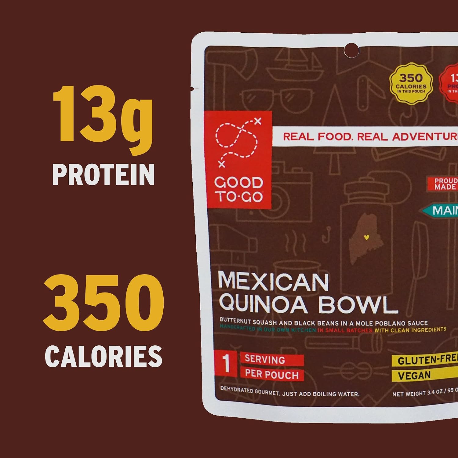 GOOD TO-GO Mexican Quinoa Bowl (Single Serving) | Camping & Backpacking Food | Just Add Water Backpacking Meals | Good To-Go Dehydrated Meals Taste Better Than Freeze Dried Food