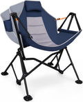 Romswi 1 Pcs Hammock Chair, Oversized Portable Folding Swinging Chair with Adjustable Back & Seat, Supports 440lbs for Outdoor, Patio, Lightweight Camp Chair Blue(Without footrest)