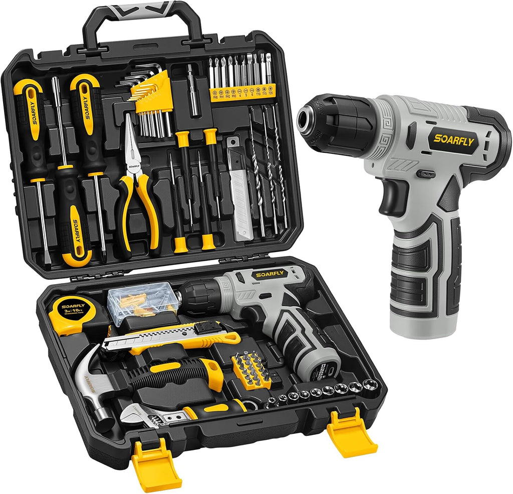 157-Piece Tool Set, 8V Cordless Drill Set, Hand Tool Kit for Men and Women