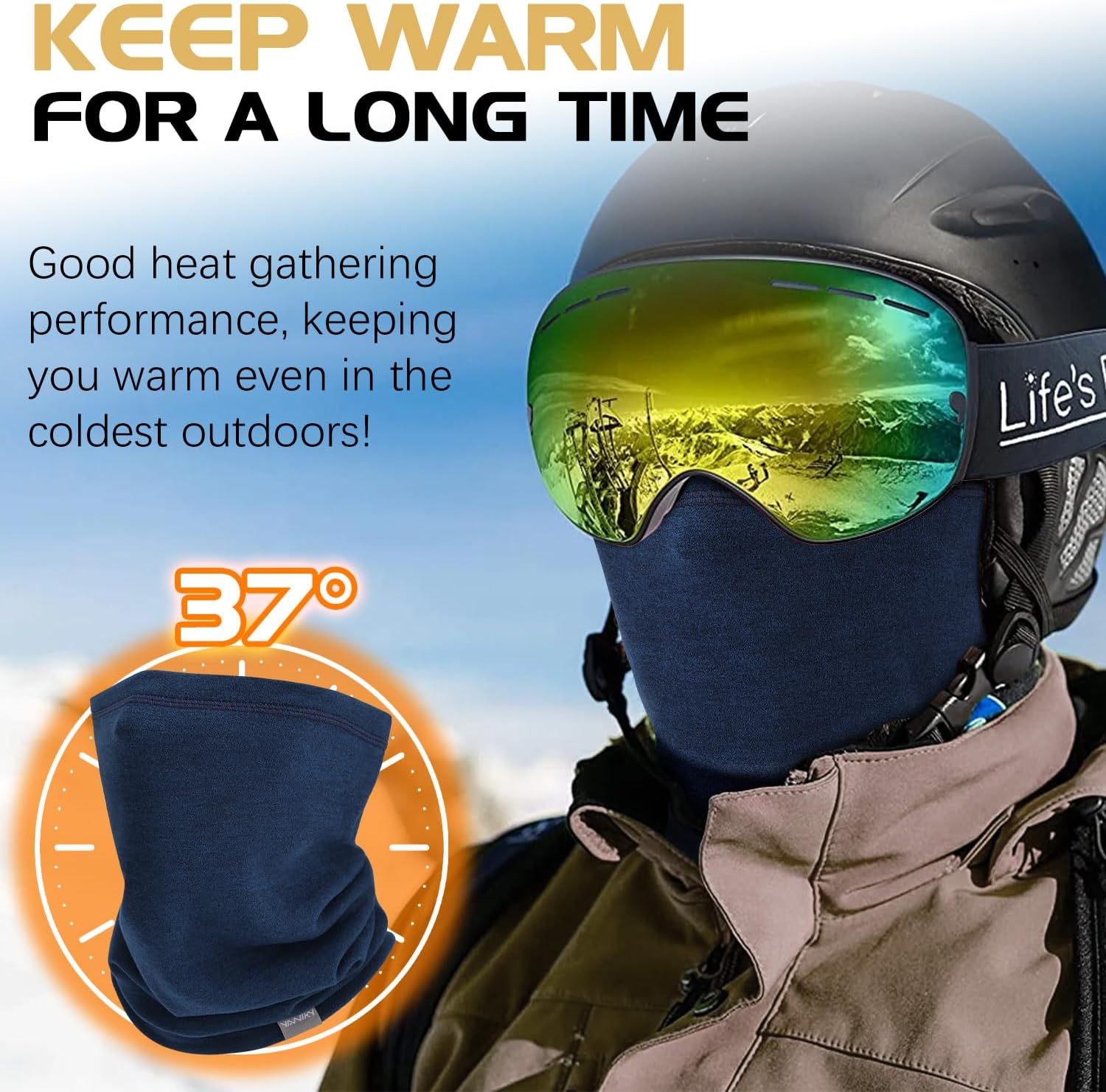 YANIKY Neck Gaiter Winter Neck Warmer for Men & Women Windproof Face Mask for Cold Weather Breathable Ski Face Cover Scarf