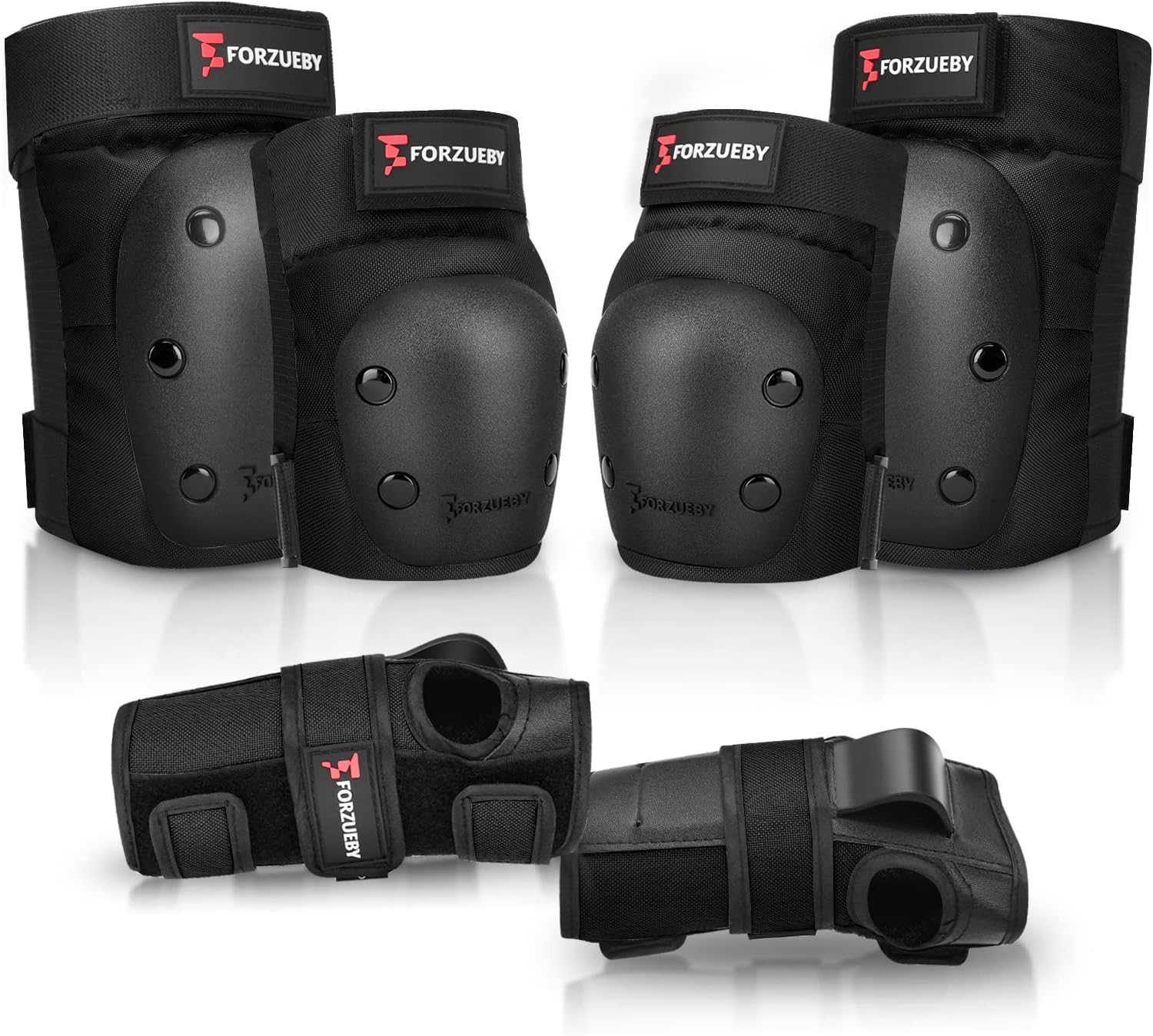 Adult&Kids Knee Pads Elbow Pads Wrist Guards 6 in 1 Protective Gear Set