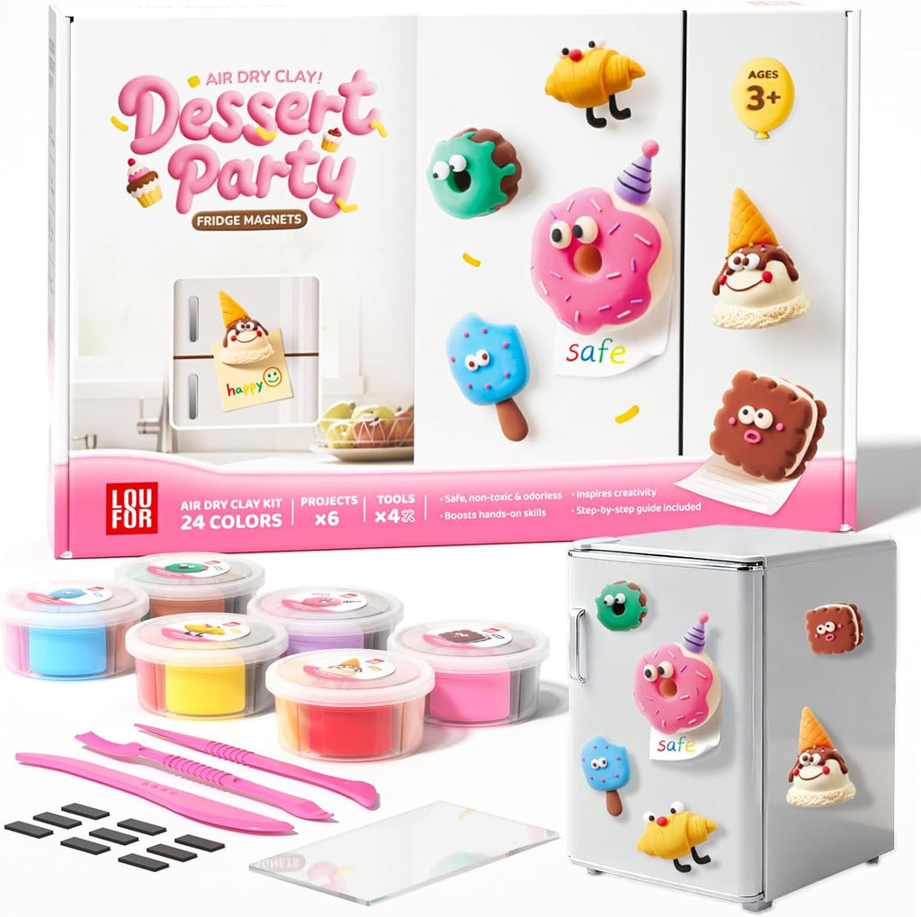 Air Dry Clay Kit for Kids - 6 Boxes Fridge Magnets Craft Set