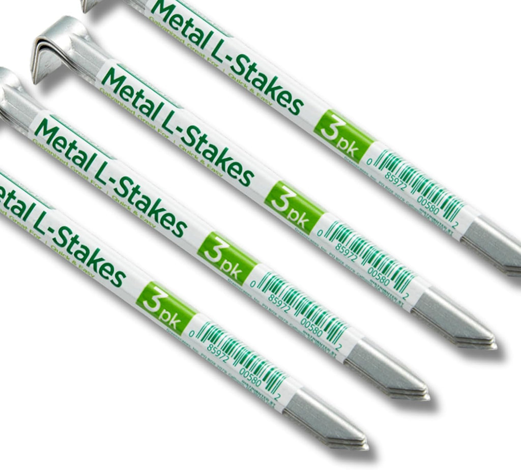 Greenscapes Metal L Stakes, 12-Pack (4 Bundles of 3) Heavy-Duty Garden Anchoring Stakes for Landscaping, Tents & Outdoor Projects