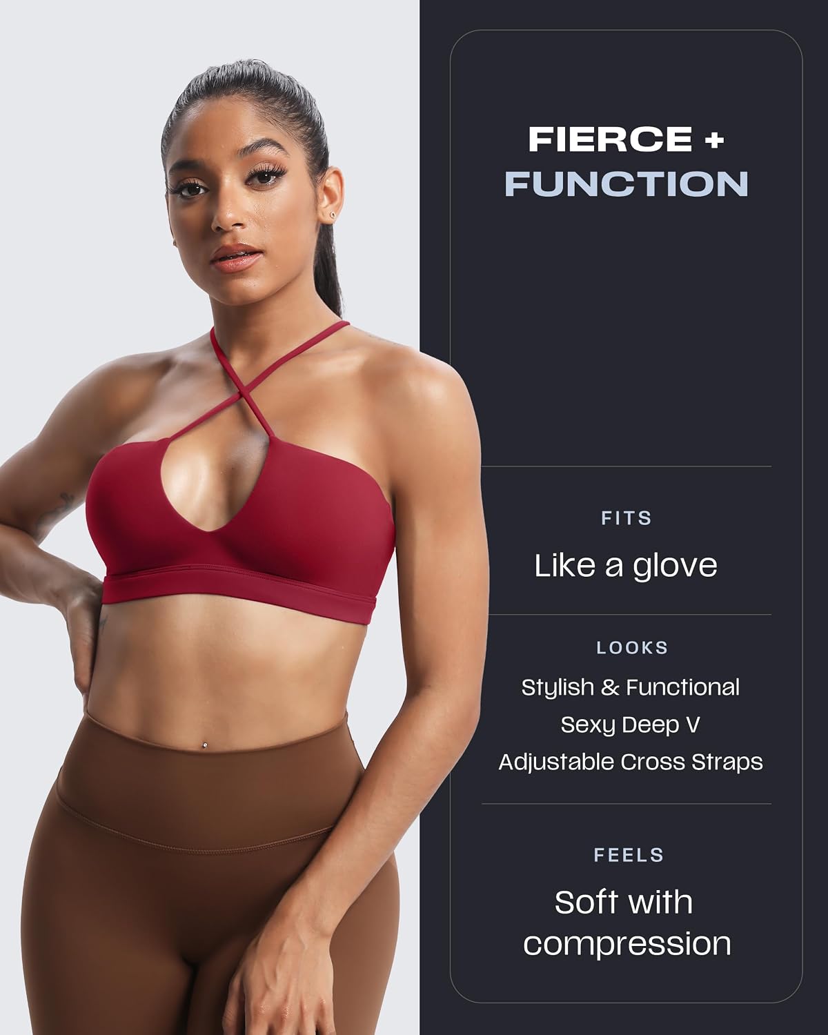Aoxjox Women's Jamie Deep V Sports Bra