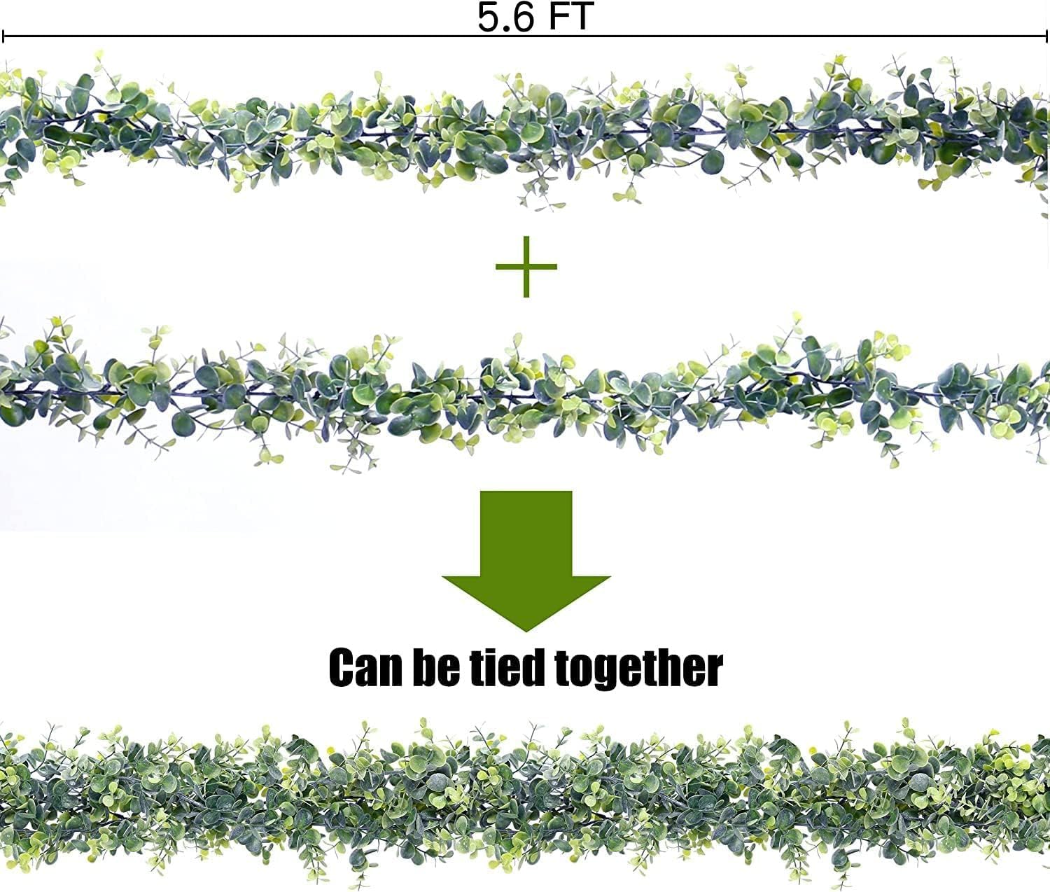 Sggvecsy Artificial Eucalyptus Garland 8 Pack Fake Eucalyptus Greenery Garland Faux Hanging Plants Artificial Vines, 5.6 Feet/Strand for Wedding Backdrop Arch Wall Table Party Outdoor Festival Decor