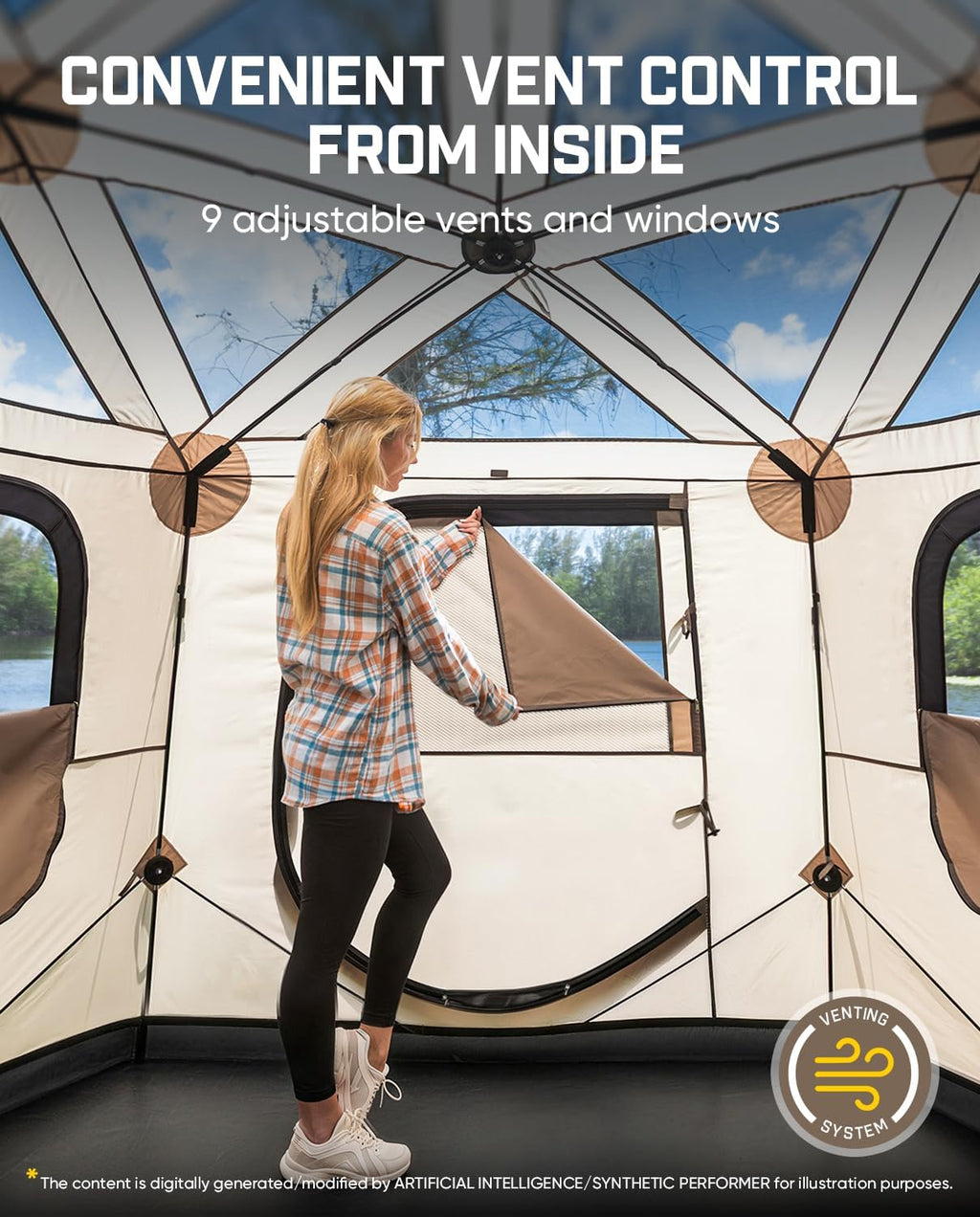 FanttikOutdoor Alpha C6 Pro Camping Tent 6 Person Pop Up Instant Cabin Setup in 60 Seconds, Portable Hub Tent with Compact Package & Internally Operated Windows for Family Camping