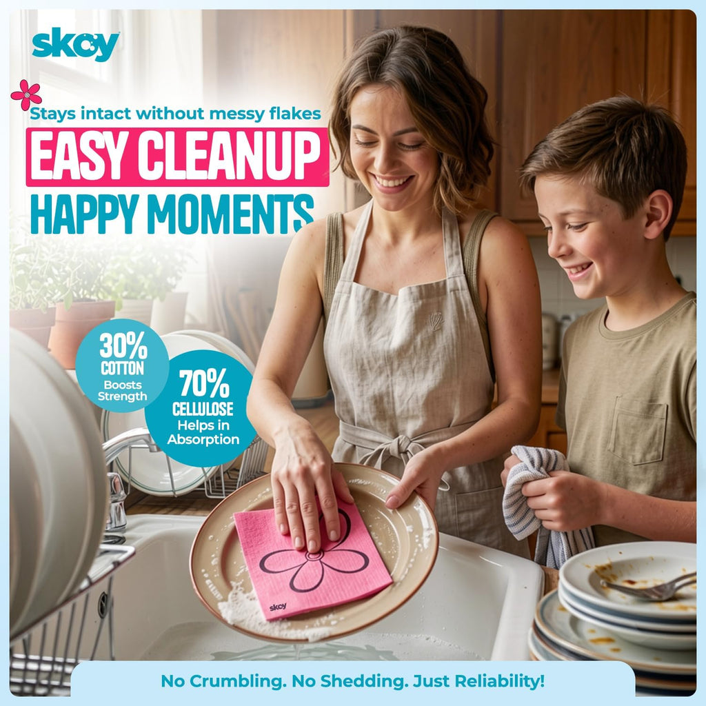 Skoy Cloth, 8-Pack Versatile Swedish Dishcloths for Kitchen and Household Use, Reusable Cleaning Cloths, Planet-Friendly, Dishwasher and Dryer-Safe, Gray