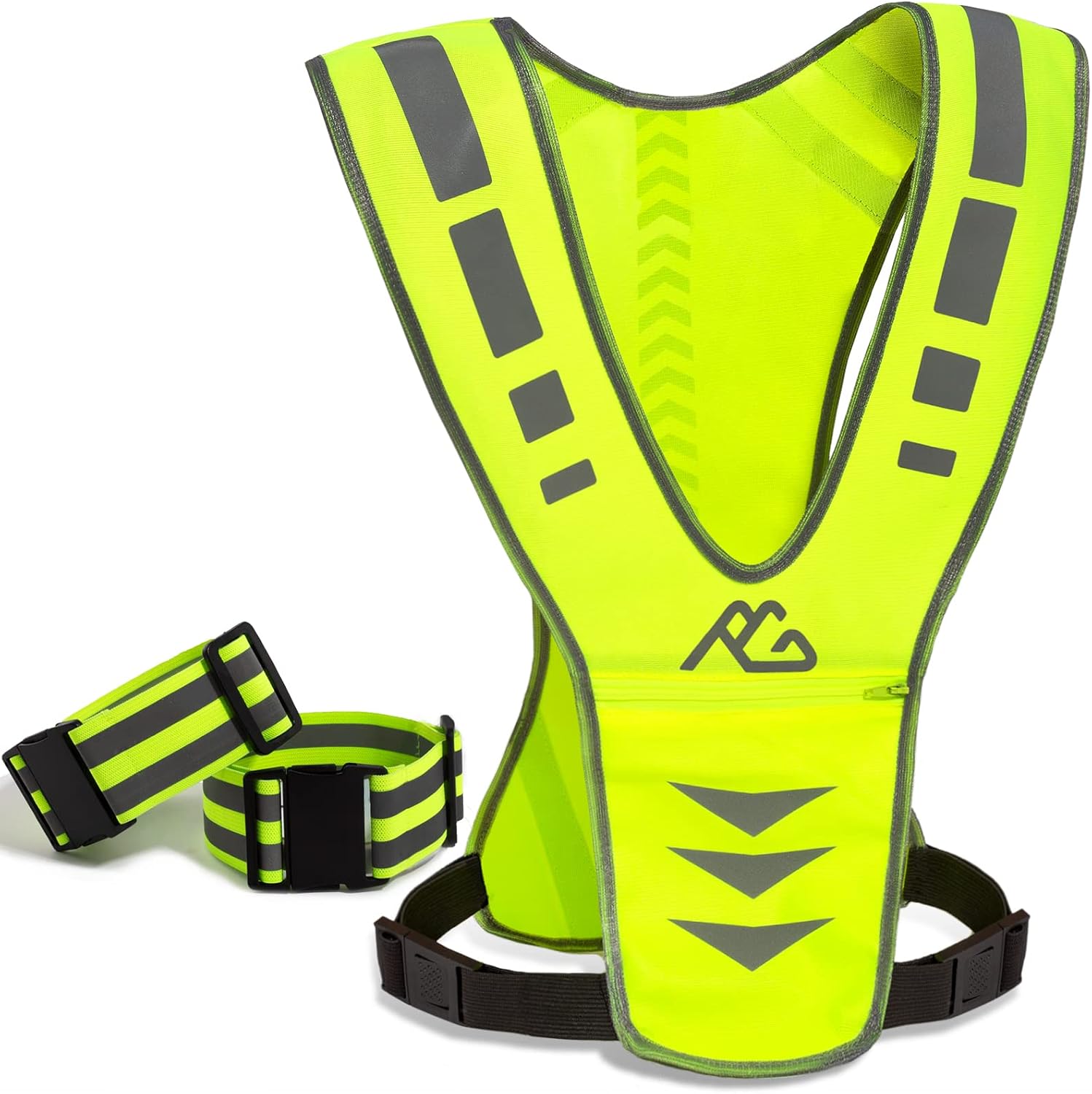 GoxRunx Reflective Running Vest Gear with Reflective Bands for Women Men Safety Reflective Vest for Walking Running Cycling at Night