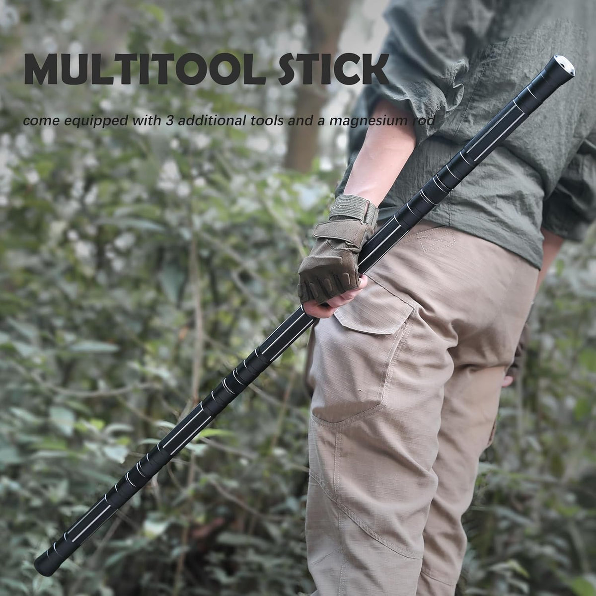 Hiking Tactical Stick Walking Staff,Portable Walking Sticks Trekking Poles Outdoor Multitool Camping Gear for Men Women