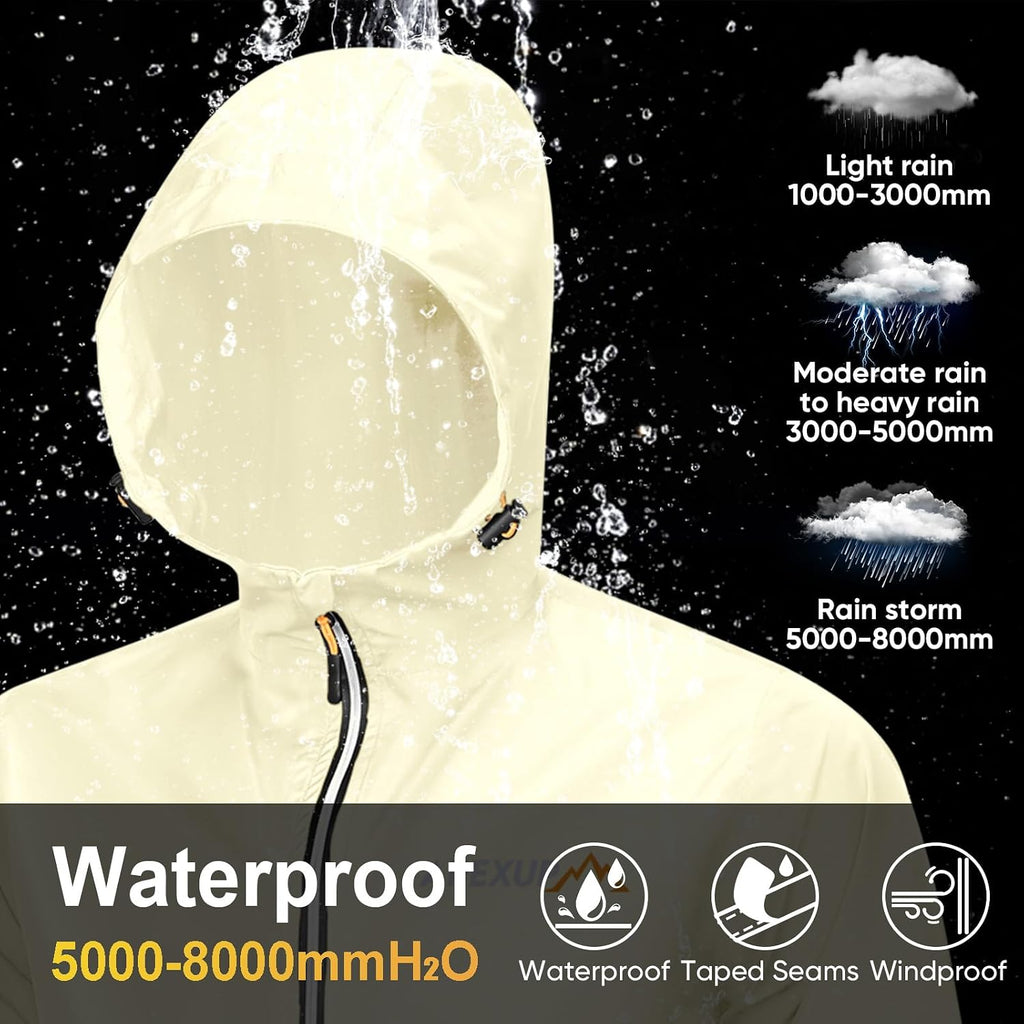APEXUP Packable Rain Jacket Men Waterproof Lightweight Raincoat with Hood