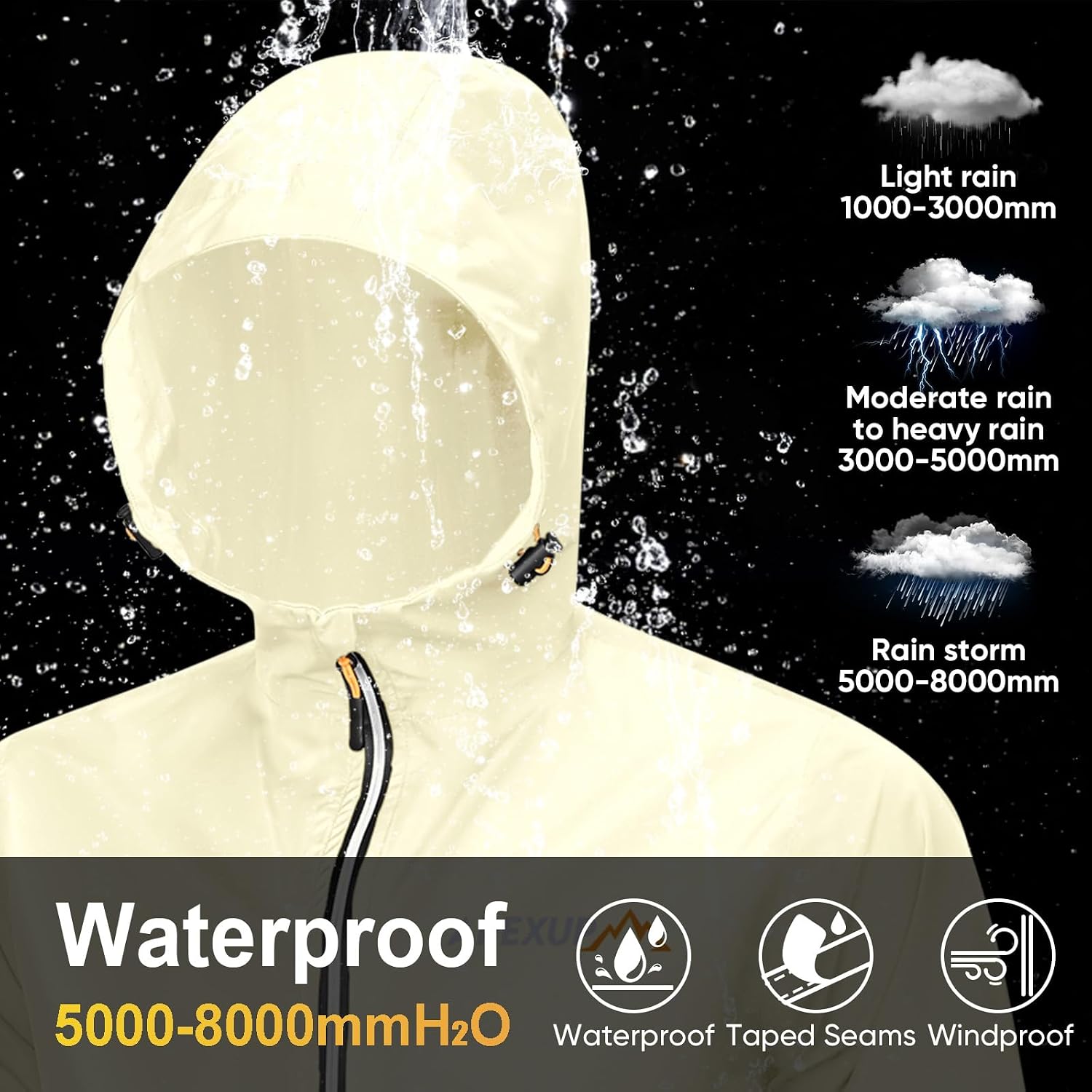 APEXUP Packable Rain Jacket Men Waterproof Lightweight Raincoat with Hood