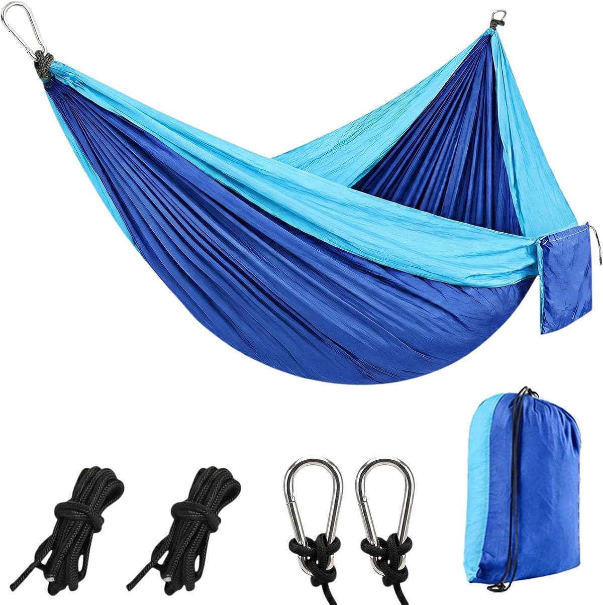 Camping Hammocks, Portable Parachute with Tree Straps (Pink & Gray)