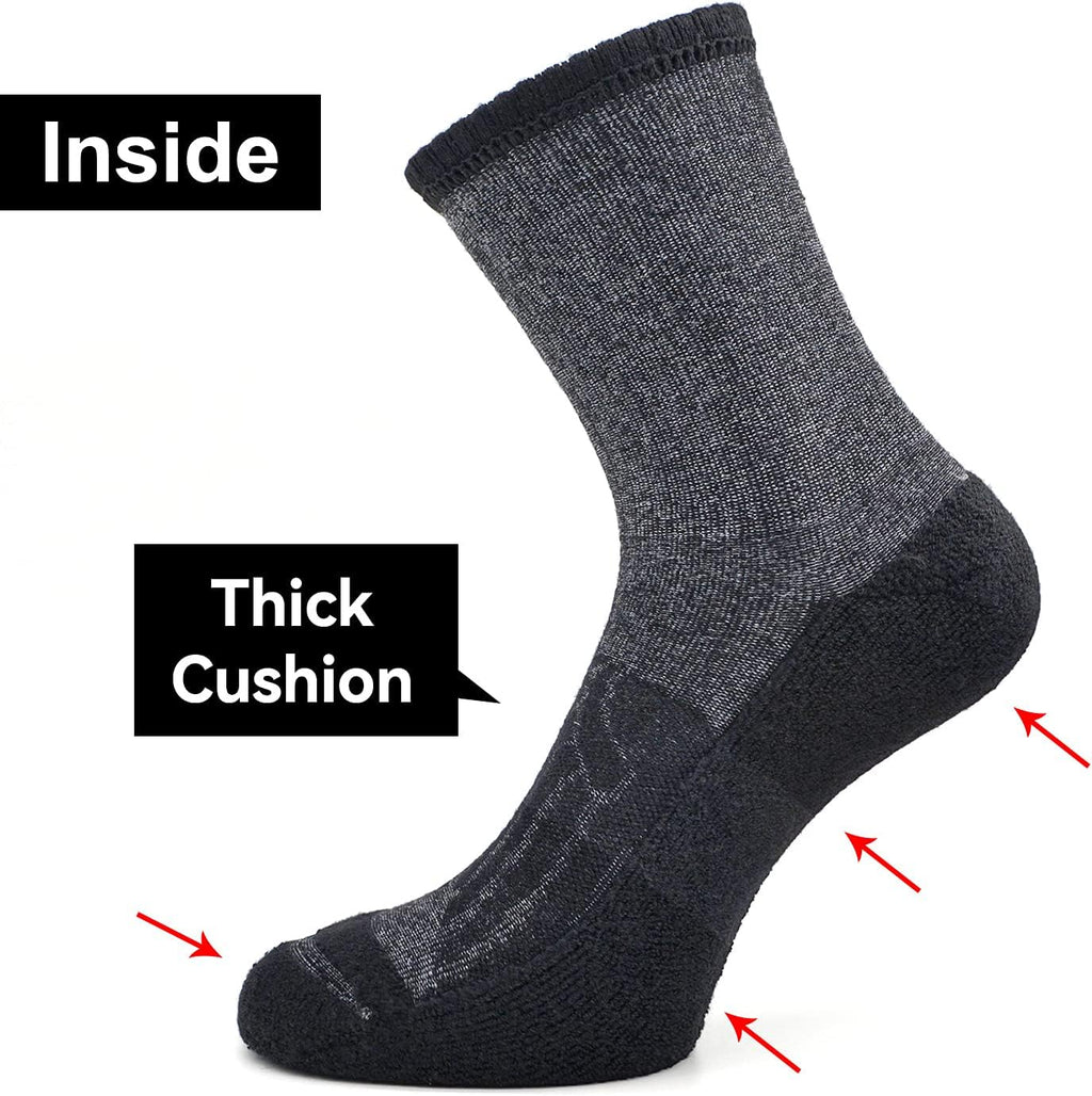 Socks Daze Crew Warm Merino Wool Blend Cushioned Hiking Socks for Men Women
