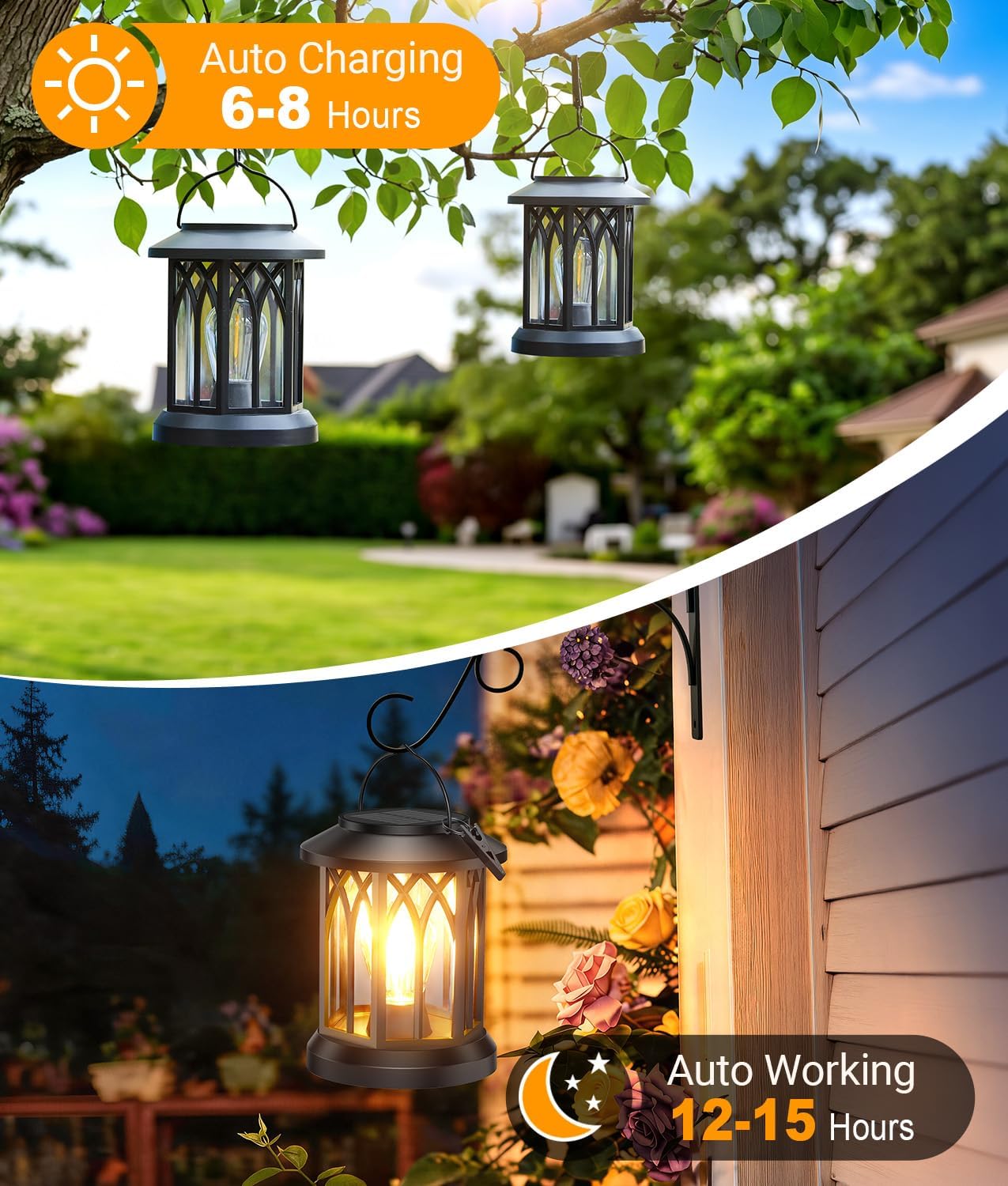 Solar Lanterns Outdoor Waterproof, Upgraded Hanging Solar Lights