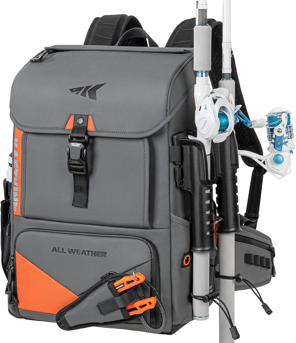KastKing All Weather Waterproof Fishing Backpack With 2 Rod Holder