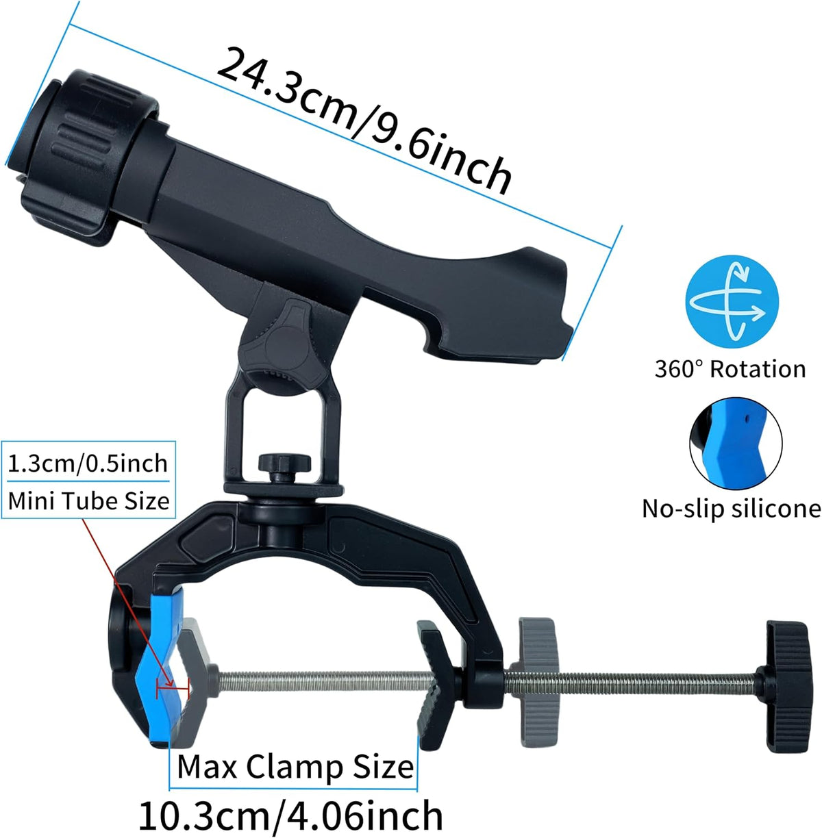 Fishing Rod Holders for Boat, Upgraded Fishing Rod Holder with Enlarge Clamp Innovative Dual-V Shaped Design Fit Round/Square Tube Boat Fishing, Fishing Gifts for Men