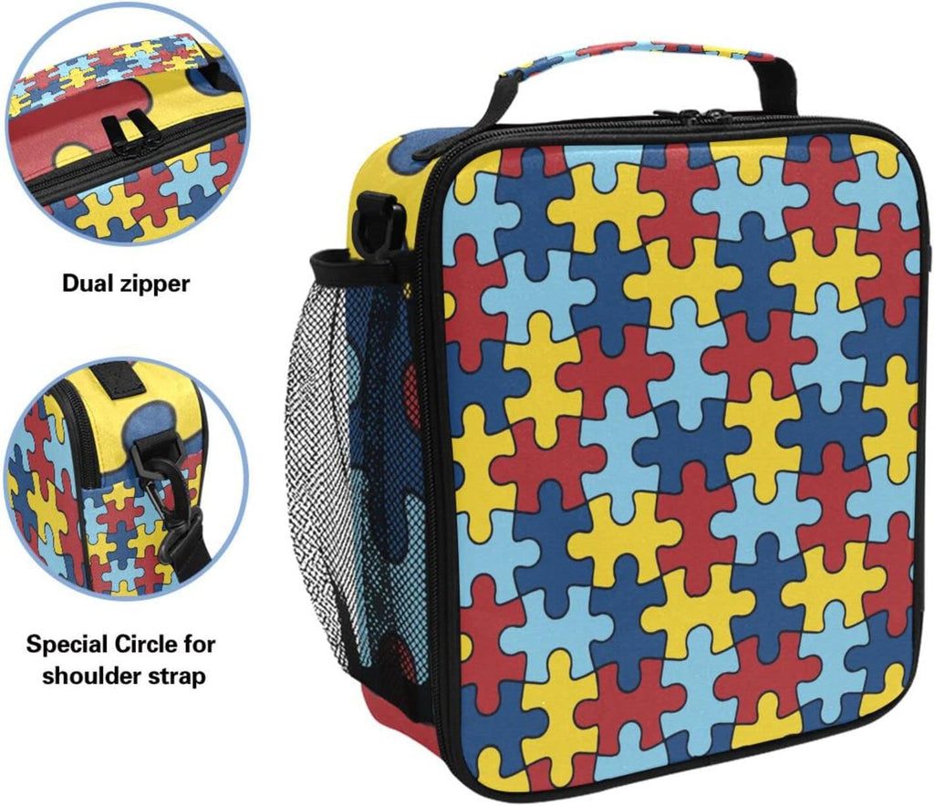 Autism Awareness Lunch Box Insulated Lunch Bag Cooler Tote Bag
