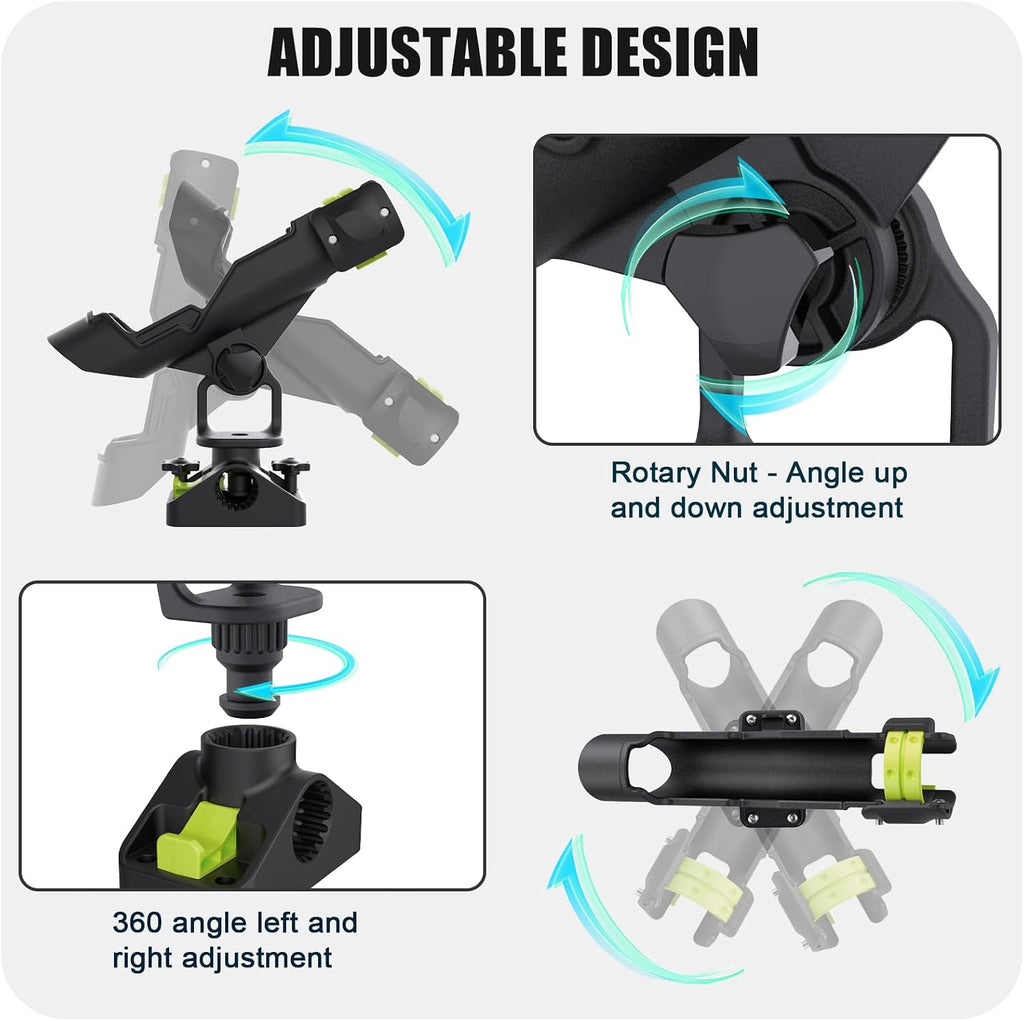 Combo Mount Fishing Rod Holders - 360 Degree Adjustable Boat Rod Rack