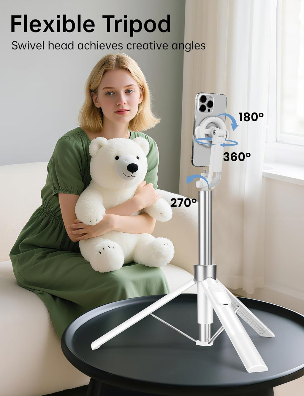 70" Magnetic Tripod for iPhone Magsafe, Extendable Selfie Stick Tripod