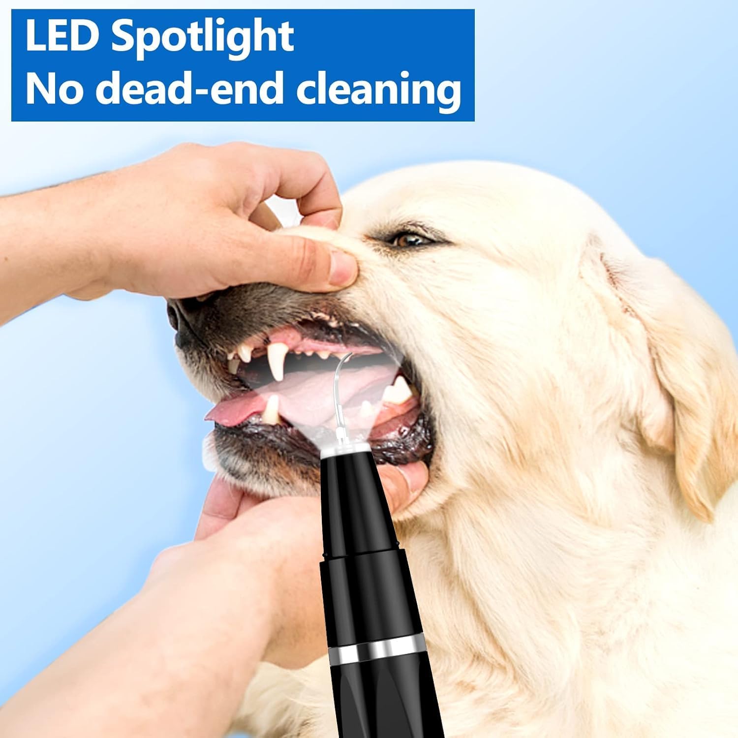 Ni-SHEN Plaque Remover for Teeth - Pet Ultrasonic Cleaner - Teeth Cleaning Kit for Tartar and Stains - Suitable for Dogs and Cats (Black)