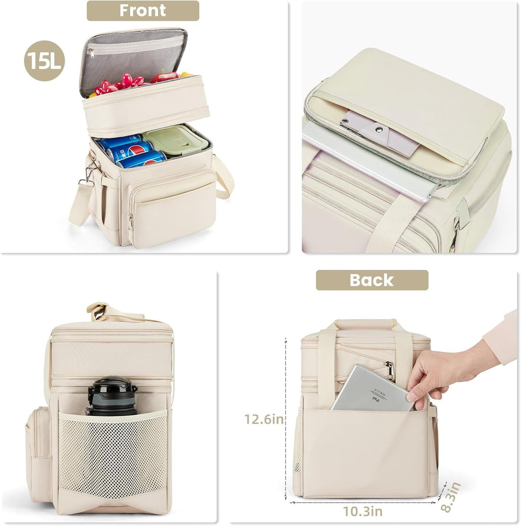 holuxer Lunch Bag for Women - Expandable Double Deck Lunch Box
