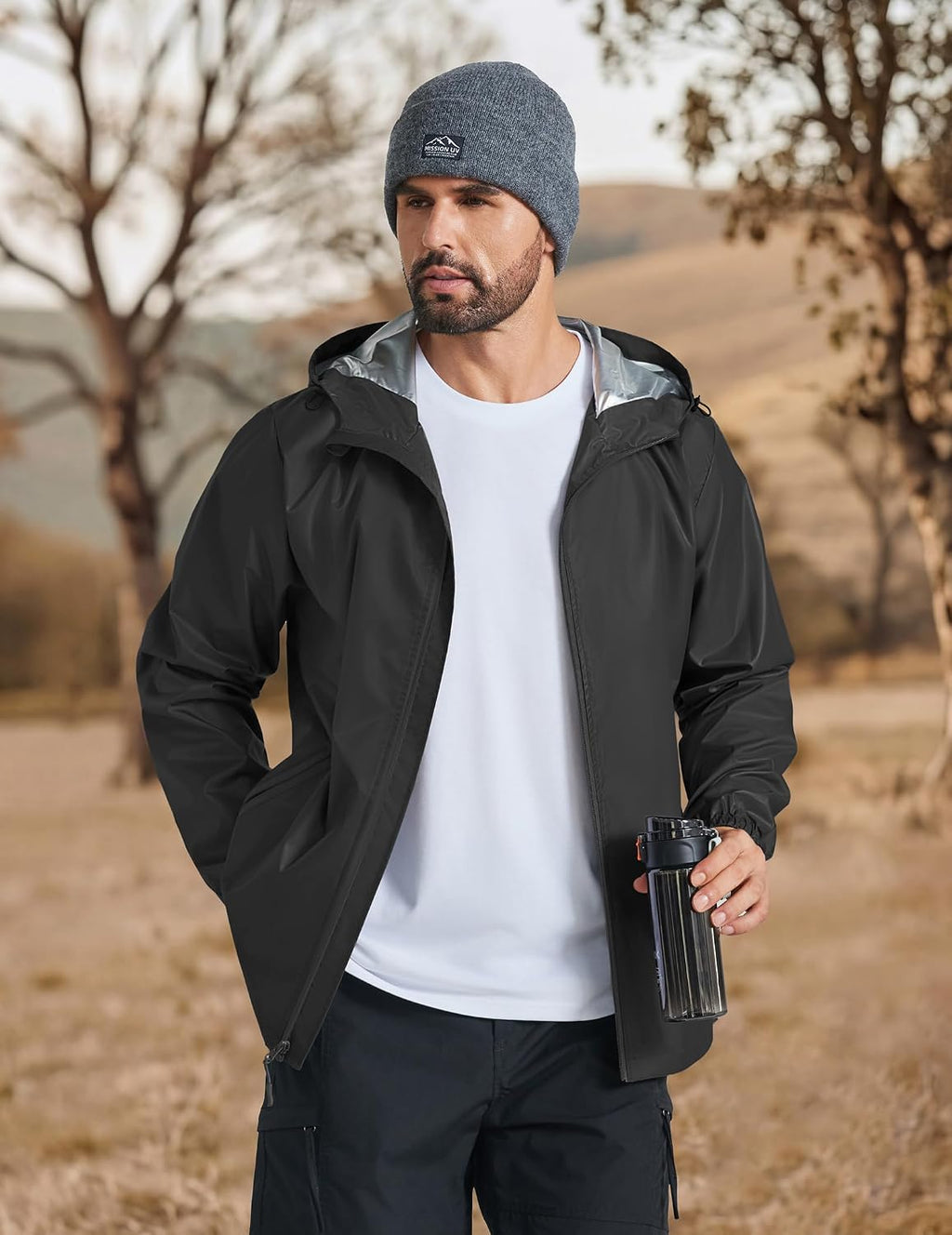 COOFANDY Rain Jacket Men Waterproof With Hood Raincoat Windbreaker Packable | 2 Water-resistant Zip Pockets, Lightweight Windbreaker For Hiking, Cycling, Running, Golf Fishing Rain Shell Gear