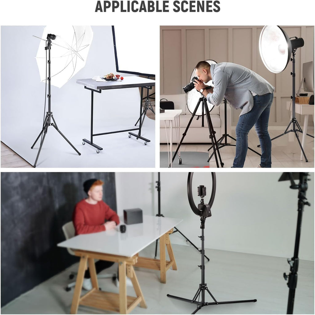 NEEWER Light Stand All Metal with 180° Reversible Legs, 70"/178cm Portable Travel Tripod Stand 1/4" Screw & 5/8" Stud for Indoor Outdoor Photography Speedlite Strobe Ring Light Softbox, ST178R, Black