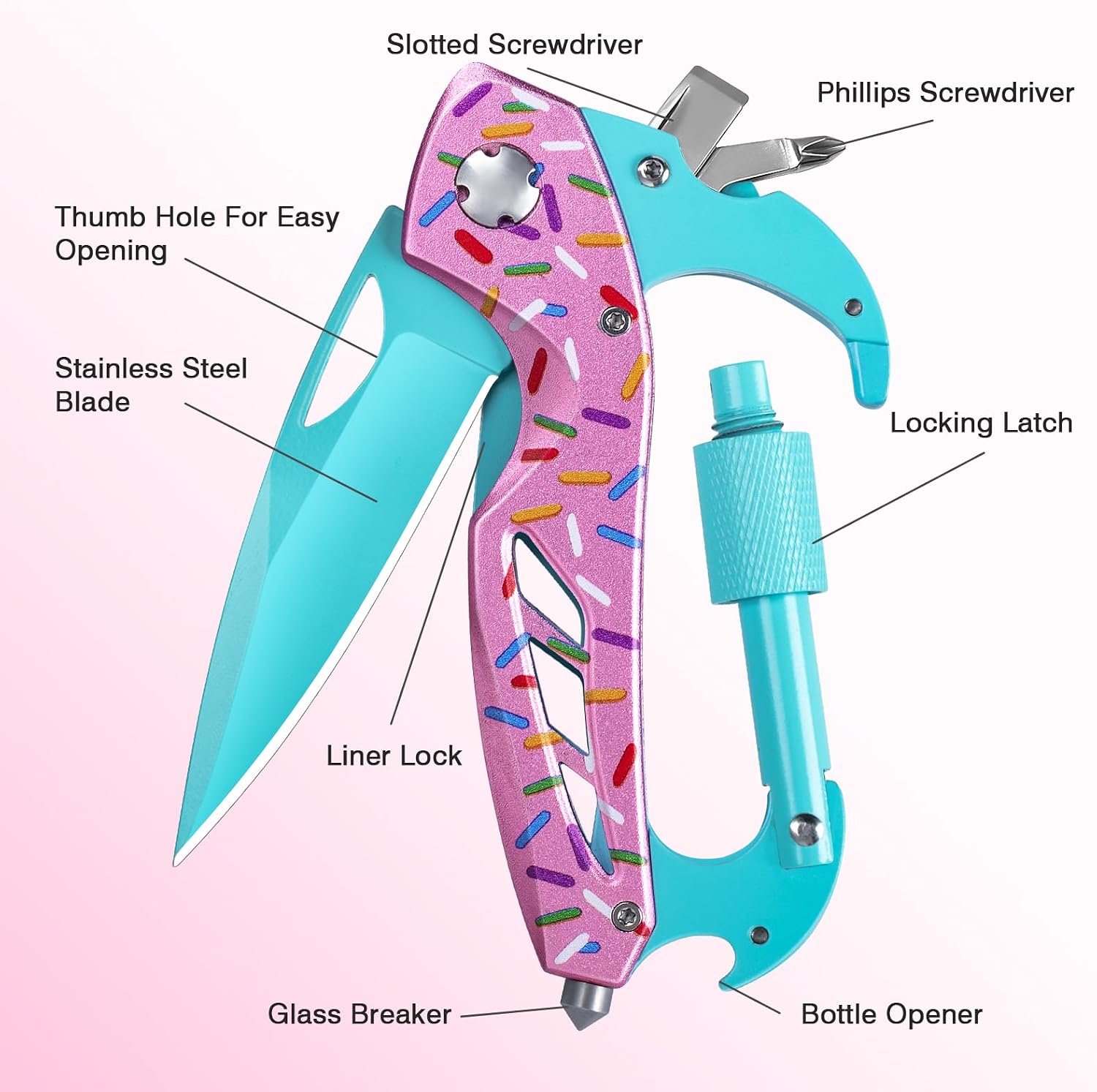 FUNBRO 6-in-1 Multitool with Folding Pocket Knife, Bottle Opener