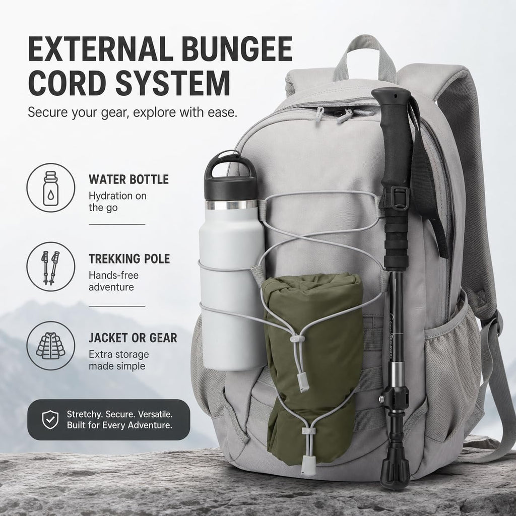 Hiking Travel Backpacks Men and Women, Lightweight Waterproof Laptop Backpack Outdoor Camping Backpack Hiking Daypack for Travel, Trekking, Work 26L (Grey)