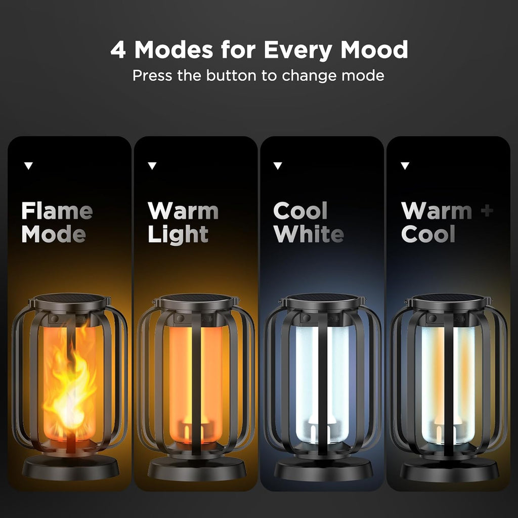 Hompavo Gen2 Solar Lanterns Outdoor Lights with Ultra-Real Flame